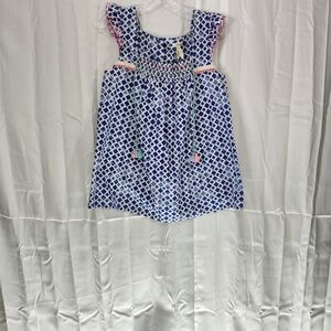 Matilda Jane Size Medium Blue and White Geometric Patterned